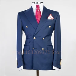 2024 Fashion New Men's Casual Boutique Slim Double Breasted Solid Color Business Wedding Suit Blazers Dress Jacket Coat