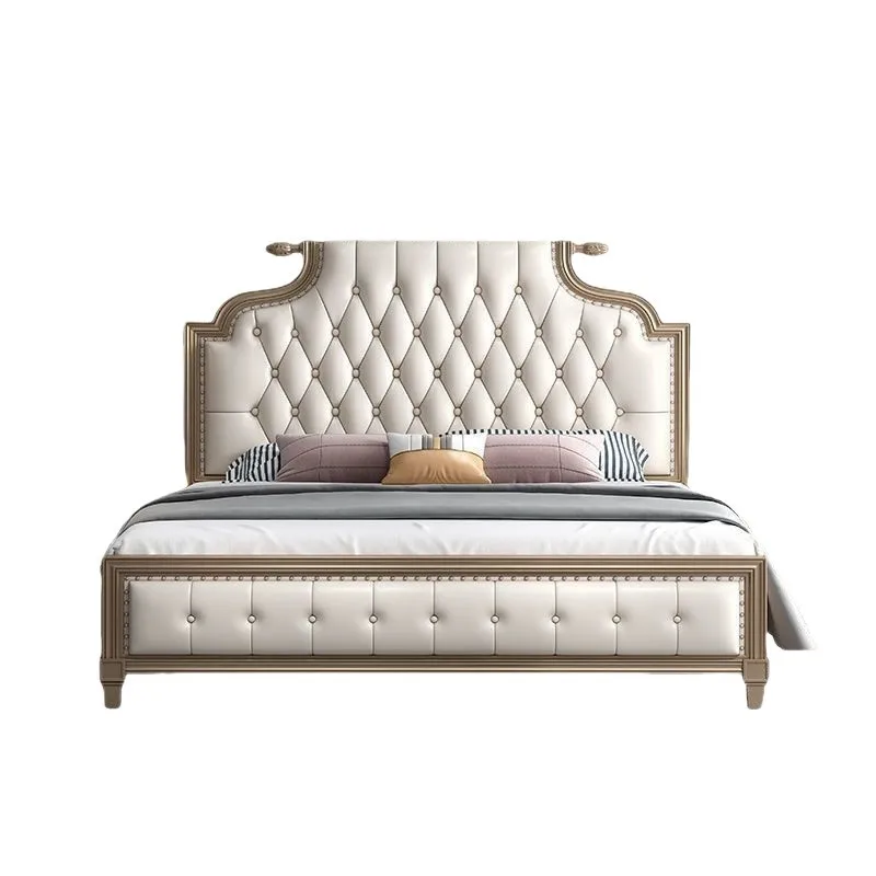 

Solid wood soft bag bed master bedroom modern 1.8 meters double bed 1.5 meters light luxury leather art princess bed