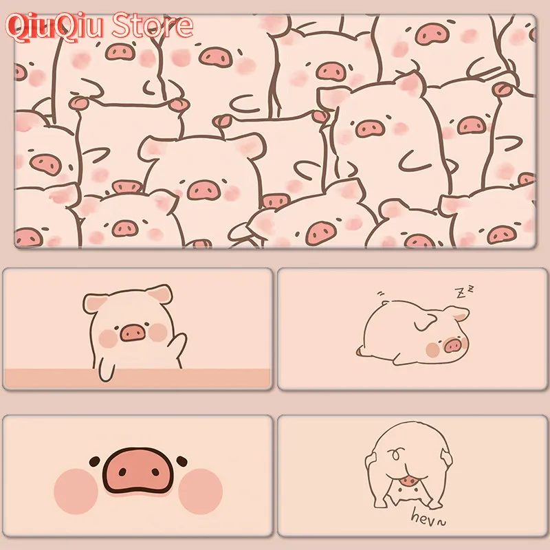 LuLu Schwein Mauspad, groß, kreativ, niedlich, Spiel, Tastatur-Pads, rosa, Kawaii, Ferkel, Desktop-Matte, Gummi, Computer-Schreibtischunterlage