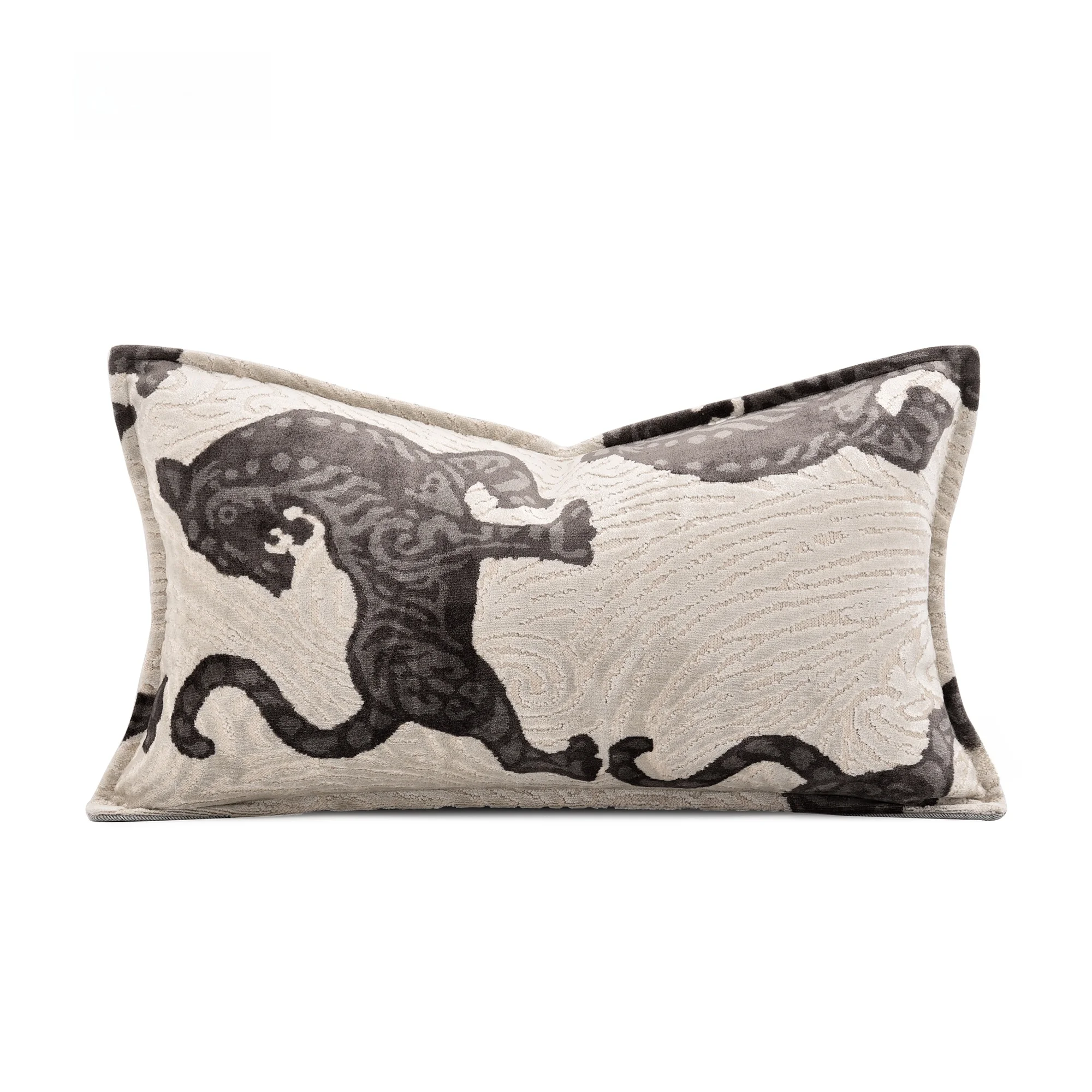 

TigerTally Print High-end Villa Sofa Pillow Fabric Chinese Style Rectangular Long Rectangle down Cotton Core Cushion Cover