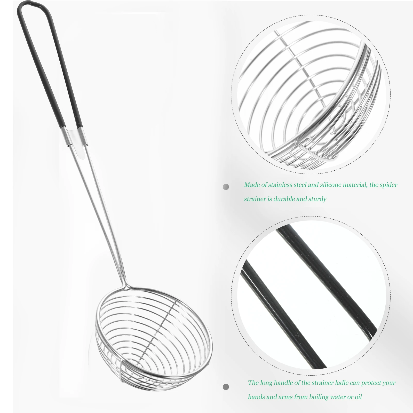 

1pc Spider Strainer Spoon Stainless Steel Mesh Filter Ladle Household Kitchen Frying Noodle Colander Long Handle Oil