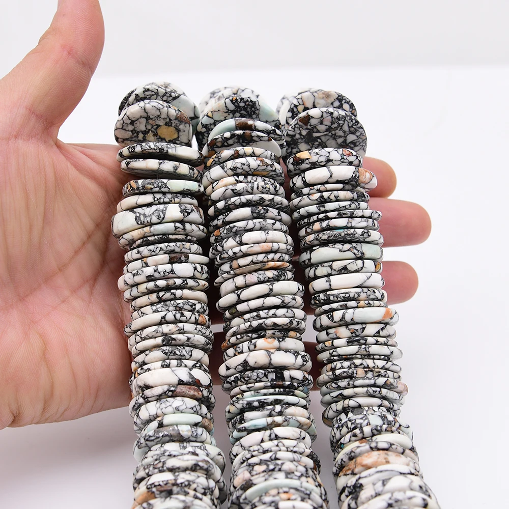 APDGG 3x26mm Mix Color Turquoise Stone Wheel Shape Slice Loose Beads 15'' Strand Jewelry Making DIY