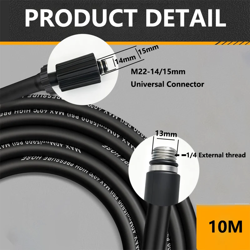 High Pressure Washer Drain Hose Cleaning Kit Washer Replacement Hose for Karcher K2 K3 K4 K5 K6 K7 Pressure Washers 2 Nozzles