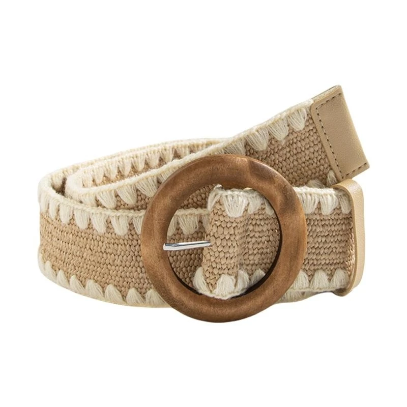 

652F Handwoven Waistband Durability Woven Belt Soft Comfortable Belt Trendy Female Belt for Dresses and Jeans
