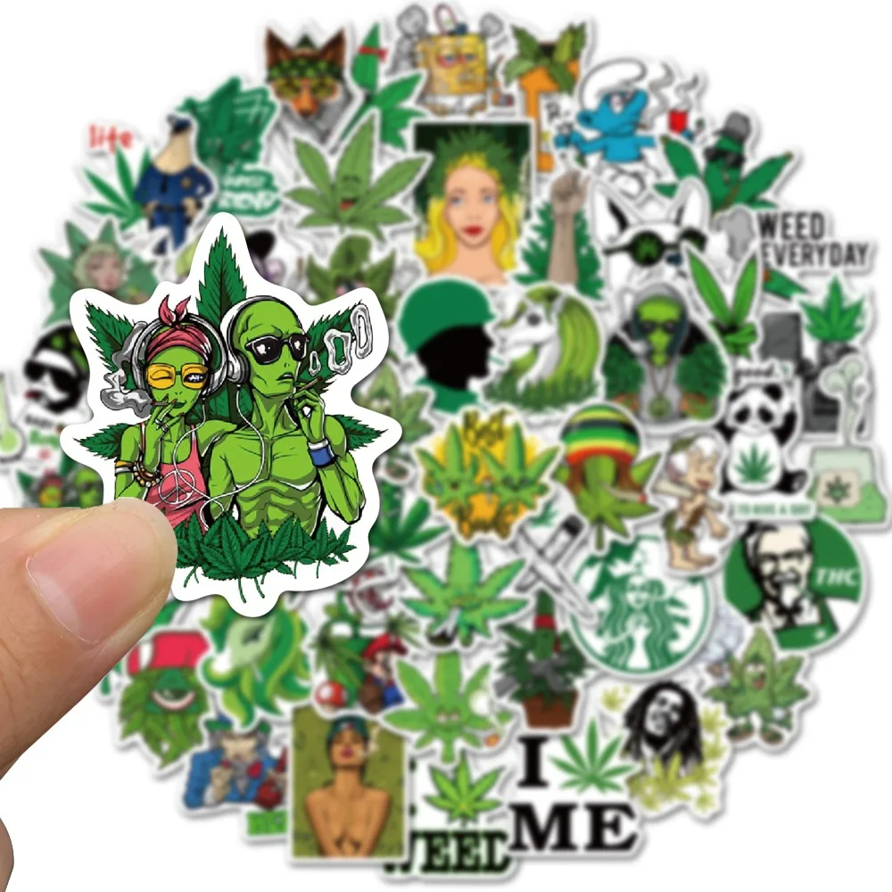 50pcs Green Plant Prank Sticker Pack Personalized DIY Stickers Waterproof Phone Case Cute Laptop Skin Stationery Art Supplies