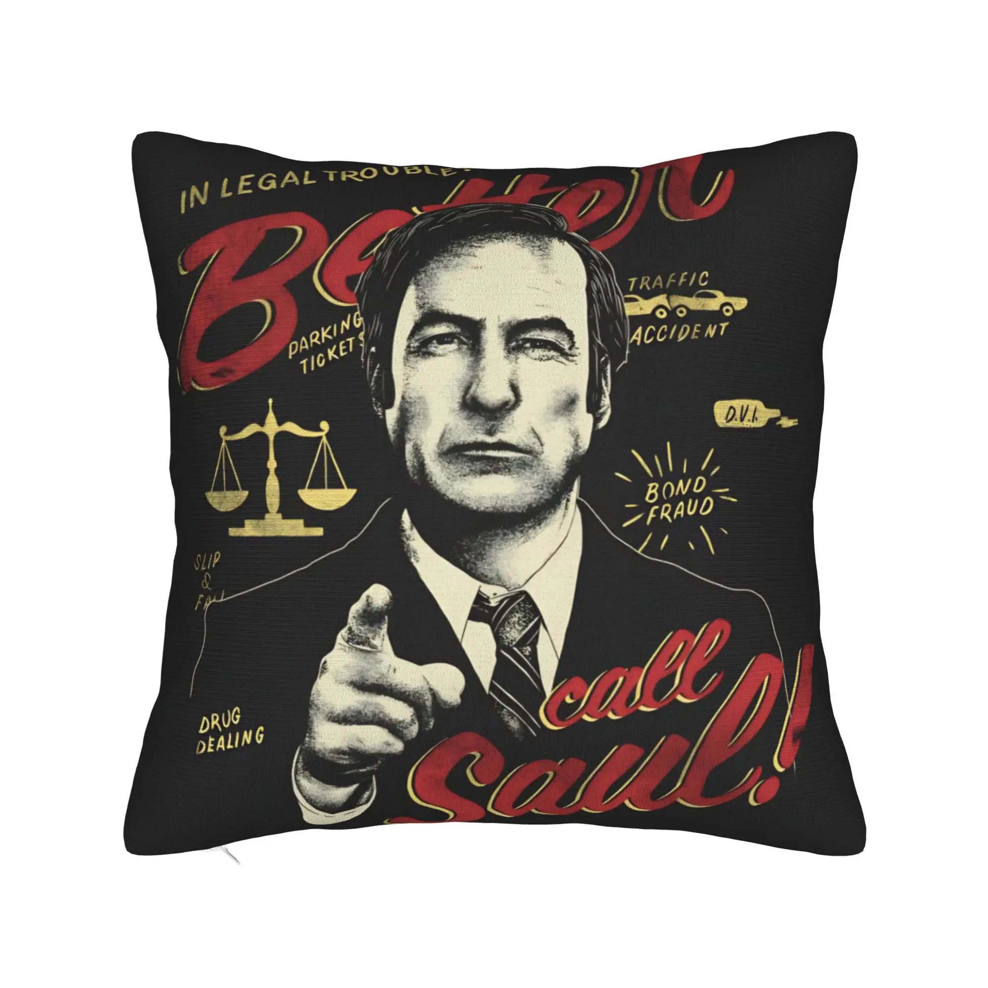 Decorative Pillow Covers Saul Goodman Actor  Accessories Car  Throw Pillow Case Cover Zipper Multiple Sizes