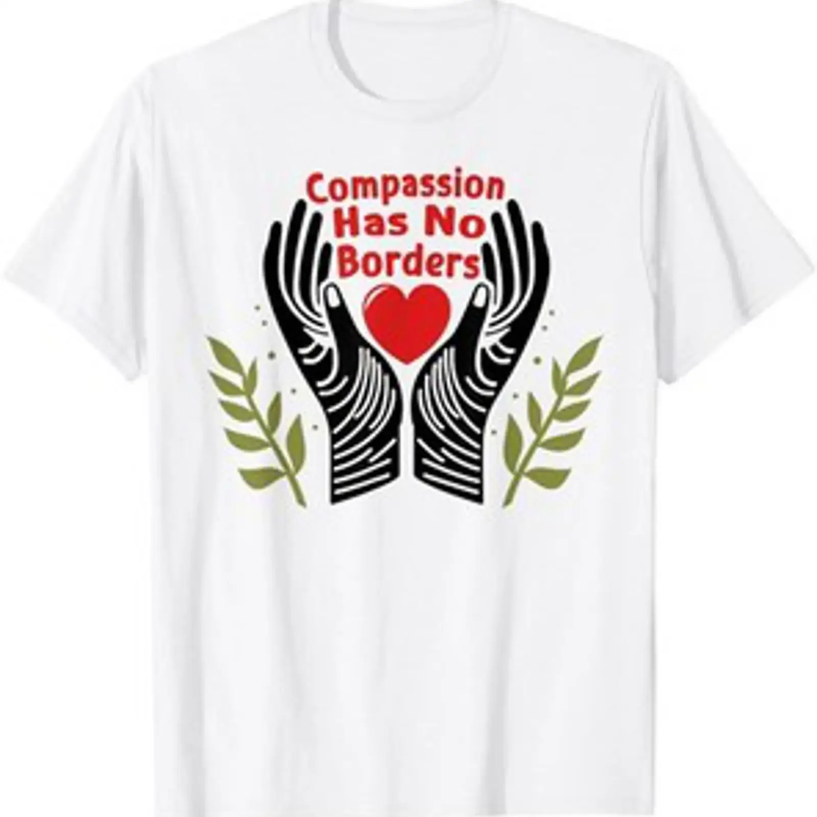 Camiseta Compassion Has No Borders vintage, effet délavé, légèrement décontracté, vêtements de créateur, streetwear, haut élégant pour tous les jours, mode
