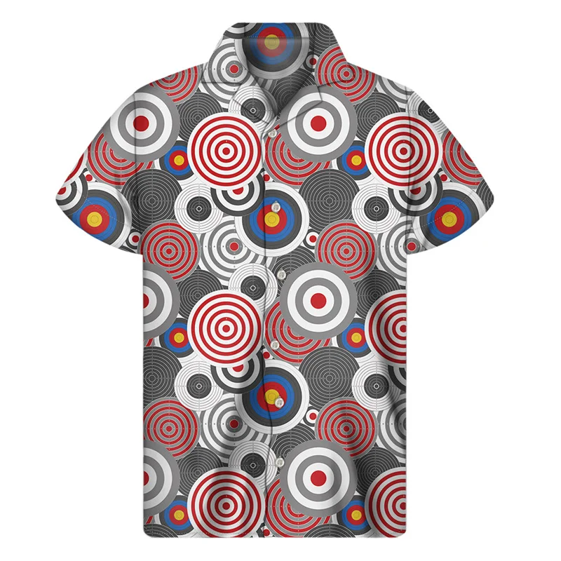 Funny Bullseye Shooting Target 3d Printed Hawaiian Shirts Men Summer Fashion Short Sleeves Beach Shirt Tops Lapel Blouse Clothes