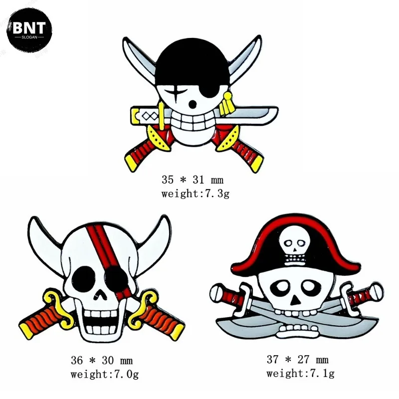 

One Piece Zoro Cartoon Brooch Cap Luffy Anime Action Figures Metal Pin Alloyed Badges Toys Merchandise Decoration Children Gifts