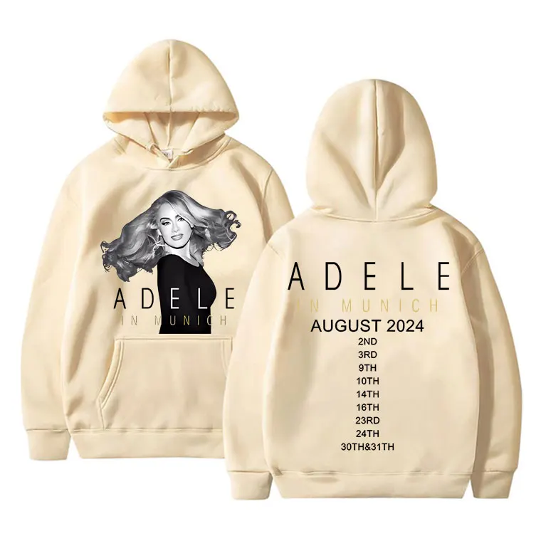 Popular Singer Adele in Munich Tour August 2024 Hoodie Men Women Fashion Oversized Sweatshirt Man Casual Fleece Cotton Hoodies