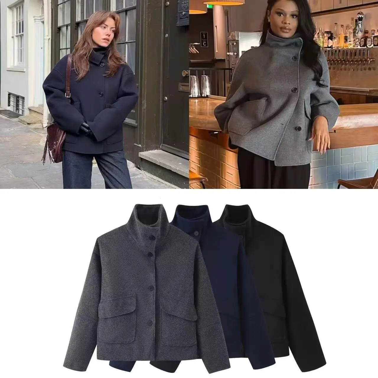 

New Faux Wool Coats for Woman Cropped Plush Jacket Women Loose Warm Winter Women's Coats Asymmetric Hairy Coat Outerwears