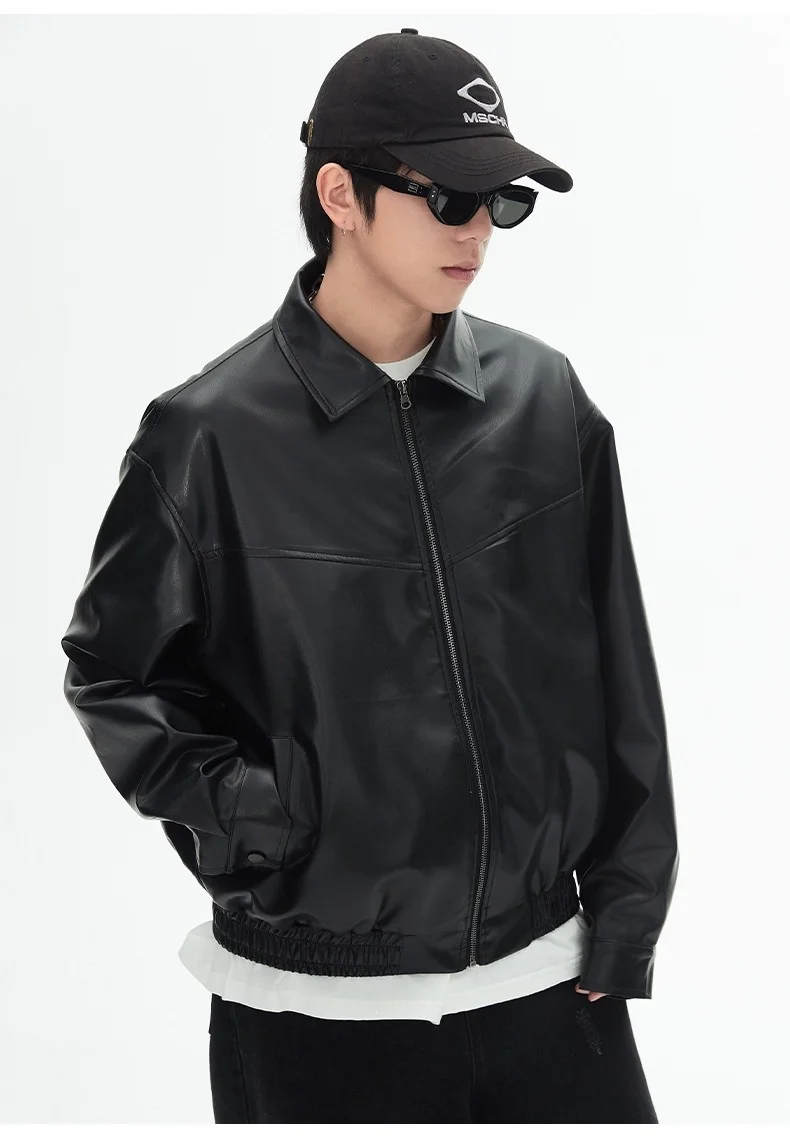 Men's Retro Leather Jacket Durable, Versatile Minimalist, Vintage-Style, Couple's Oversized PU Leather Jacket Cool Girl Women