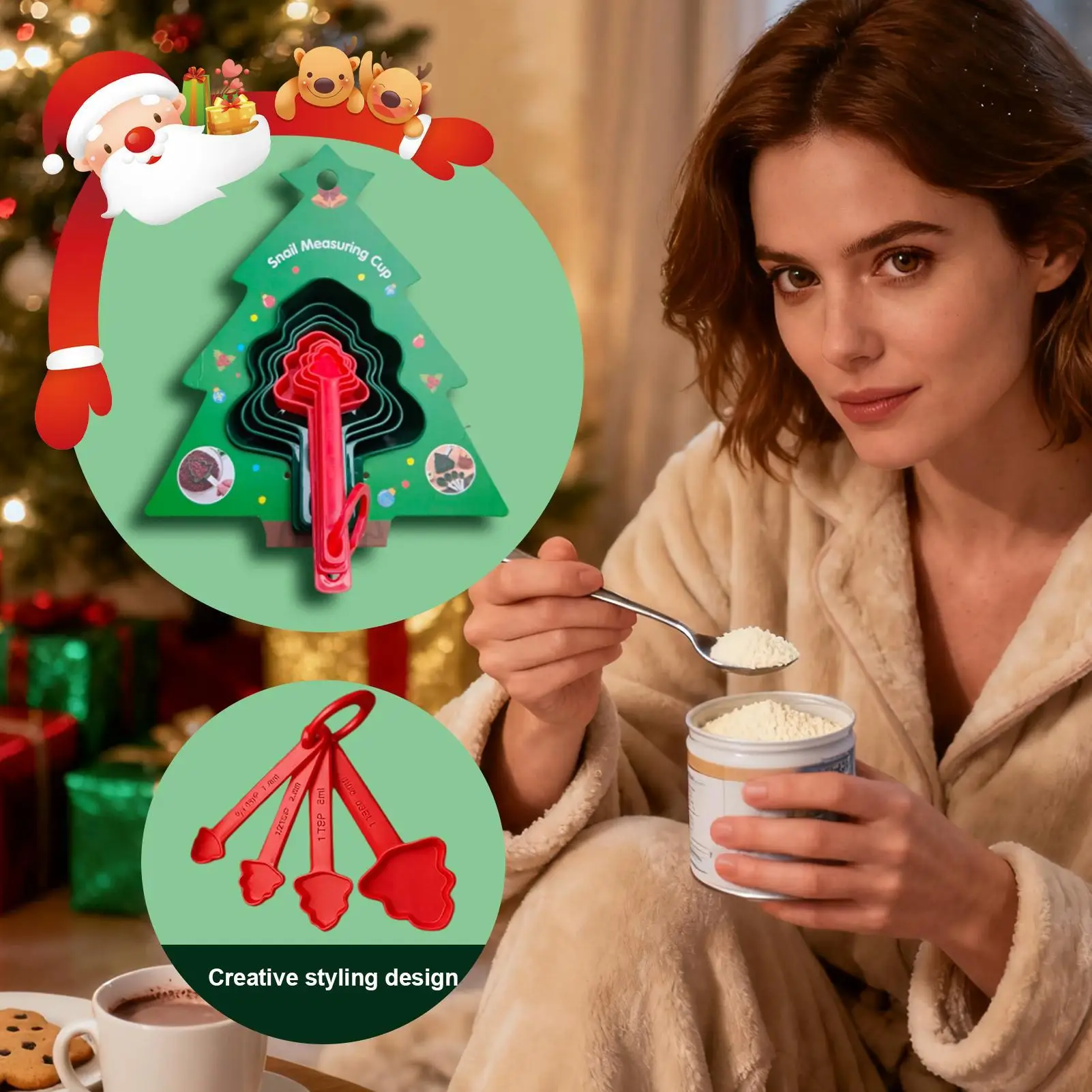 

Набор из 8 мерных ложек в форме рождественской елки, мерная ложка, мерный стакан для домашней кулинарии, квартиры, дома, еды