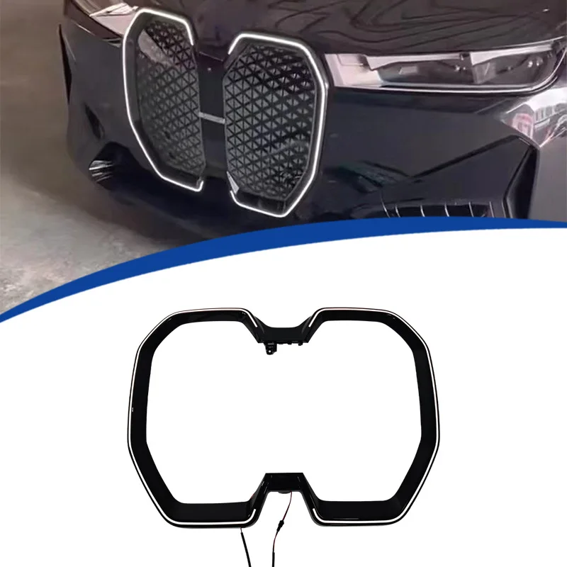 PC Material LED Illuminated Kidney Grille Surround For BMW iX Electric SUV 2022 2023 2024 2025 Front Bumper Frame