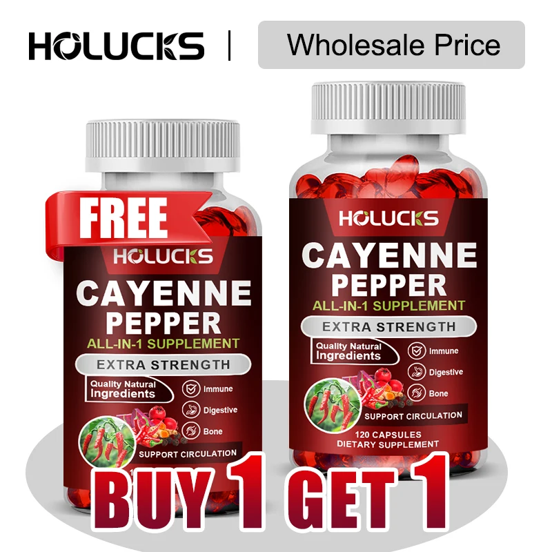 

Buy 1 Get 1 Free! Natural Cayenne Pepper Supplement, for Digestion & Appetite Control, Metabolism, Promotes Healthy Blood Flow