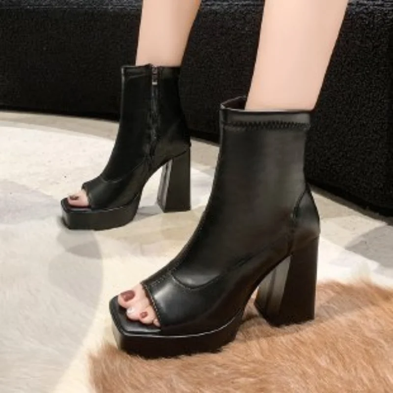 Nowe kwadratowe Toe gruby obcas seksowne eleganckie buty na wysokim obcasie oddychające wygodne modne fajne buty buty dla kobiet Chaussure Femme