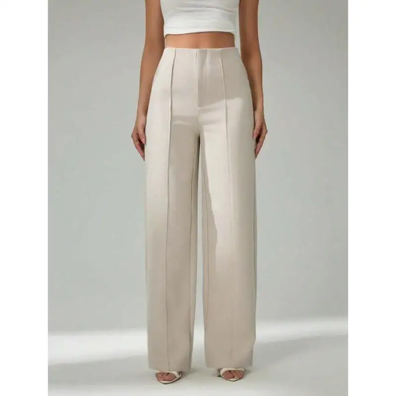 

New Arrival Light Beige Women's Commuter Pants Ele Lightweight Ciwalk Vintage Sle Nine-Piece Length Fiber