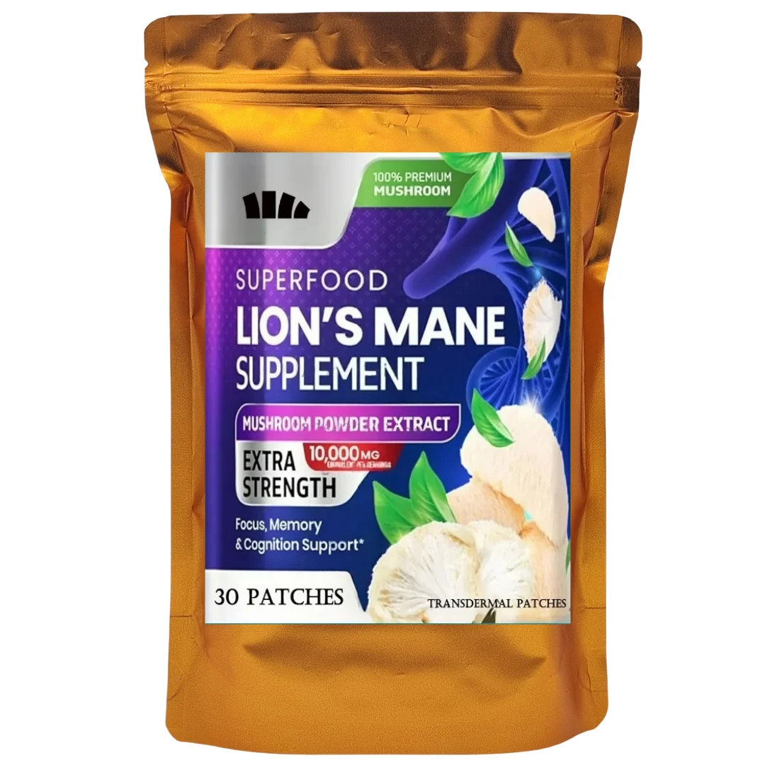 

30 пластырей Lions Mane Mushroom Transdermal Patches способствуют близорукости, фокусирую и памятью. Поддерживают иммунитет здоровья.