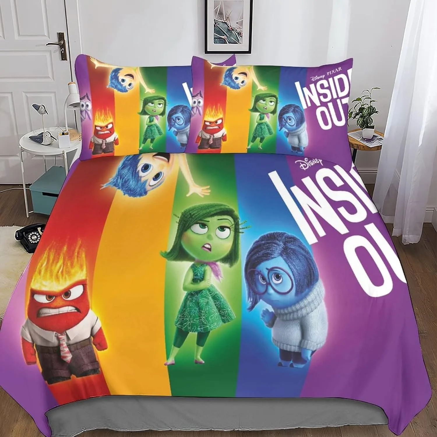 

Anime Disney Inside Out Duvet Cover,Inside Out 2 Bedding Set For Children,Cartoon Printed Quilt Cover room decoration Gift