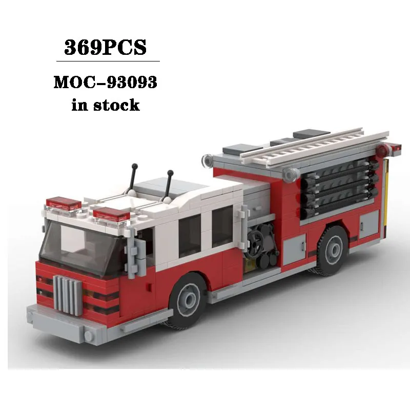 Building Block MOC-93093 City Fire Truck Truck Car Construction Model Ornaments 369PCS Children's Birthday Gifts Christmas Toys