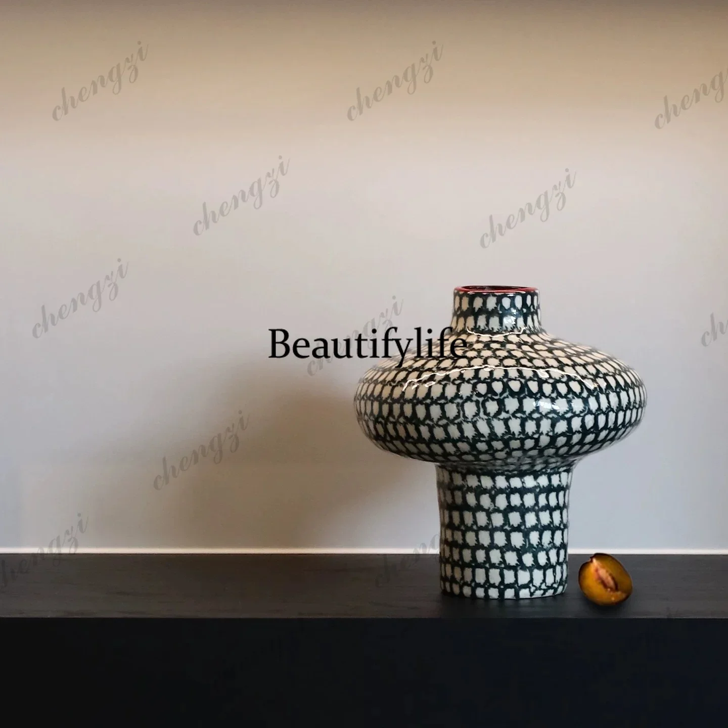 H178Hand-painted ceramic vase handmade irregular flower ware entrance ornament