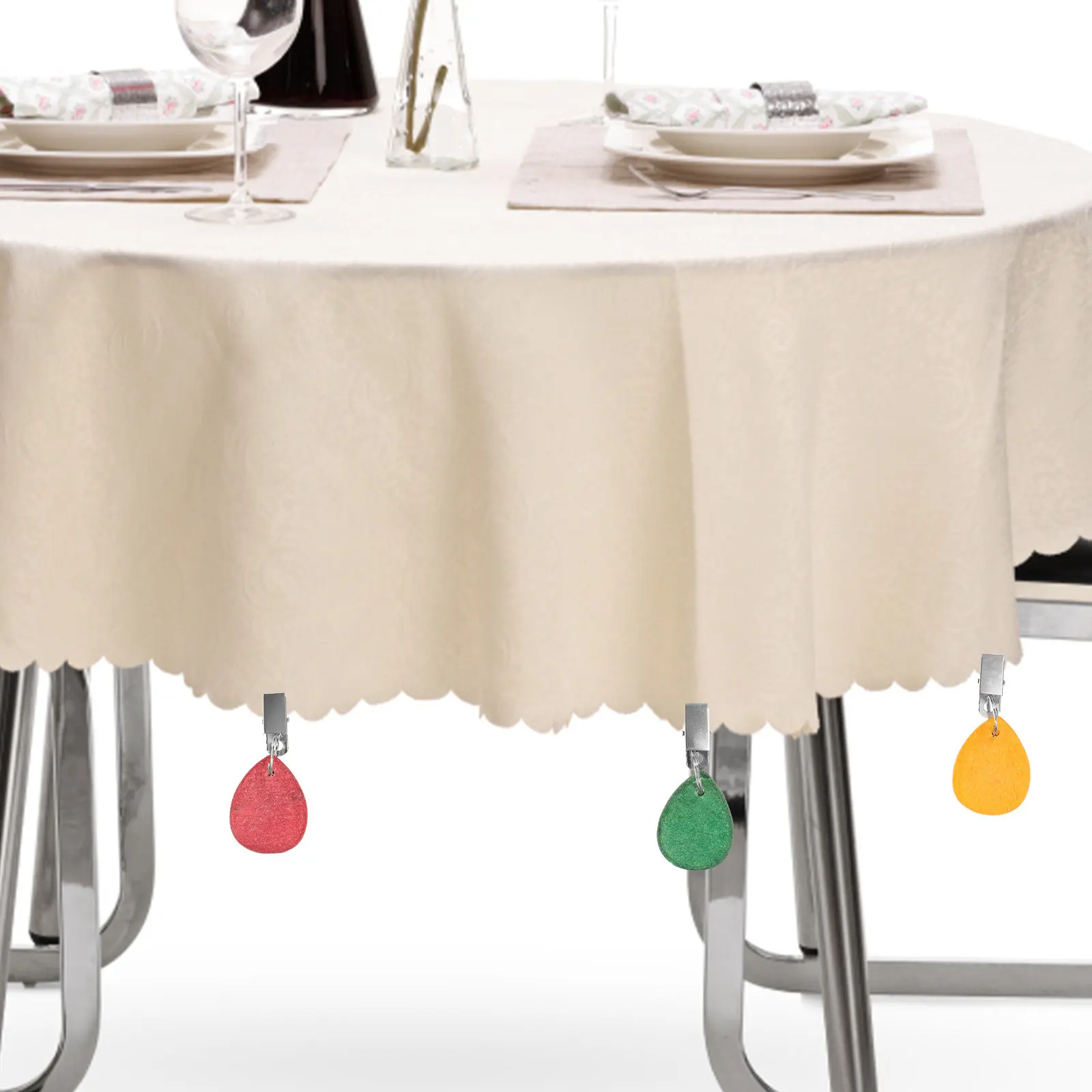4pcs Tablecloth Weights Stone Clips for Outdoor Picnic Wedding Decor – Heavy Duty Stable Table Cover Holders