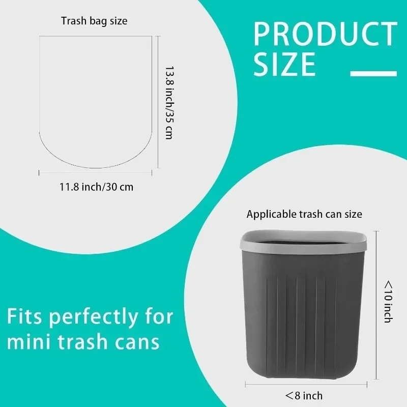Mini Strong Trash Bags, Small Garbage Bags for Desktop Mini Trash Can, 60 Counts, Black, White - view 6