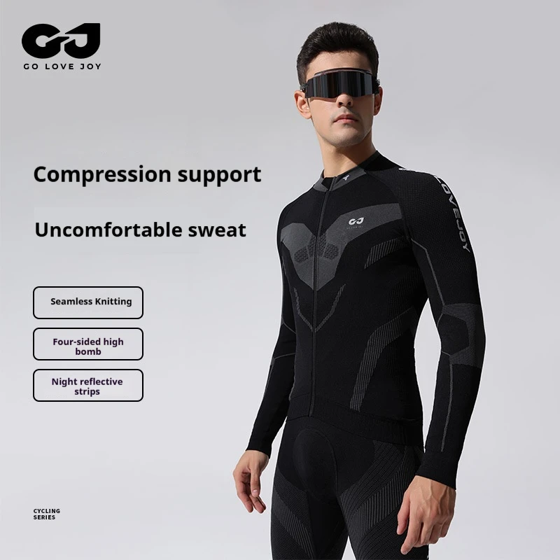 Tute da ciclismo a maniche lunghe Top da uomo Asciugatura rapida Aderenza aderente Traspirante Montagna Ciclismo all'aperto Camicie traspiranti Sport