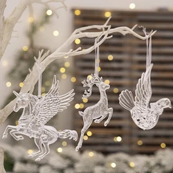 2025 Christmas Crystal Unicorn Elk Acrylic Ornaments Christmas Tree Pendants Window Decor Christmas Party Decoration Home 2024