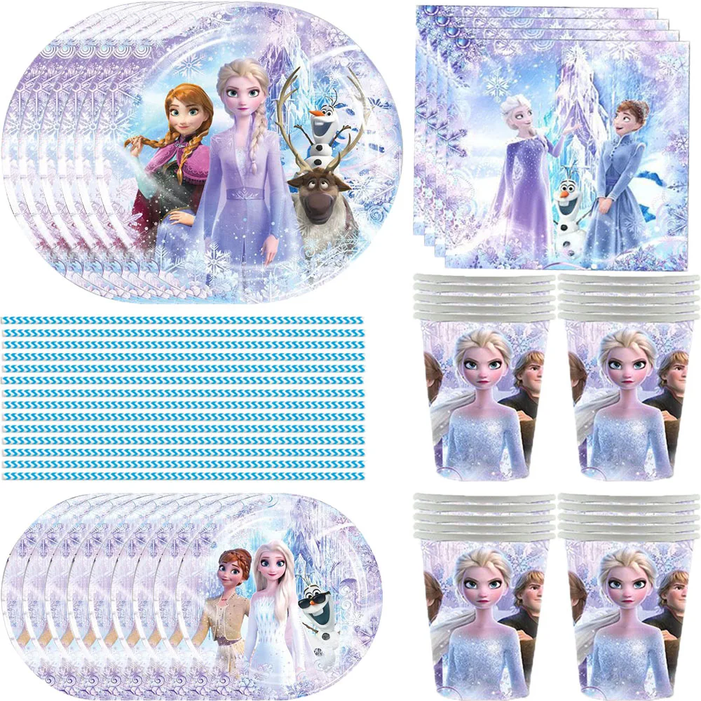 

Disney's New Frozen birthday party paper plate tablecloth large disposable tableware set decoration Supplies