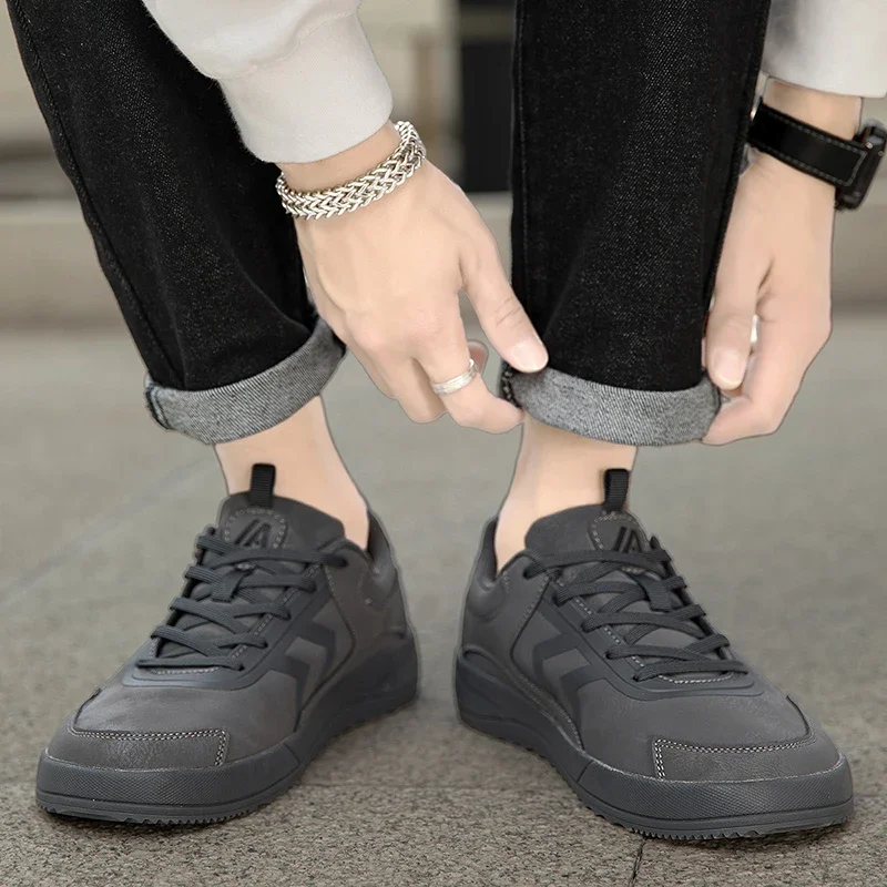 Четырехсезонная минималистичная спортивная зимняя повседневная обувь с широким носком. Спортивная обувь для пар. Мужская обувь. Нескользящая подошва. Однотонная универсальная обувь.