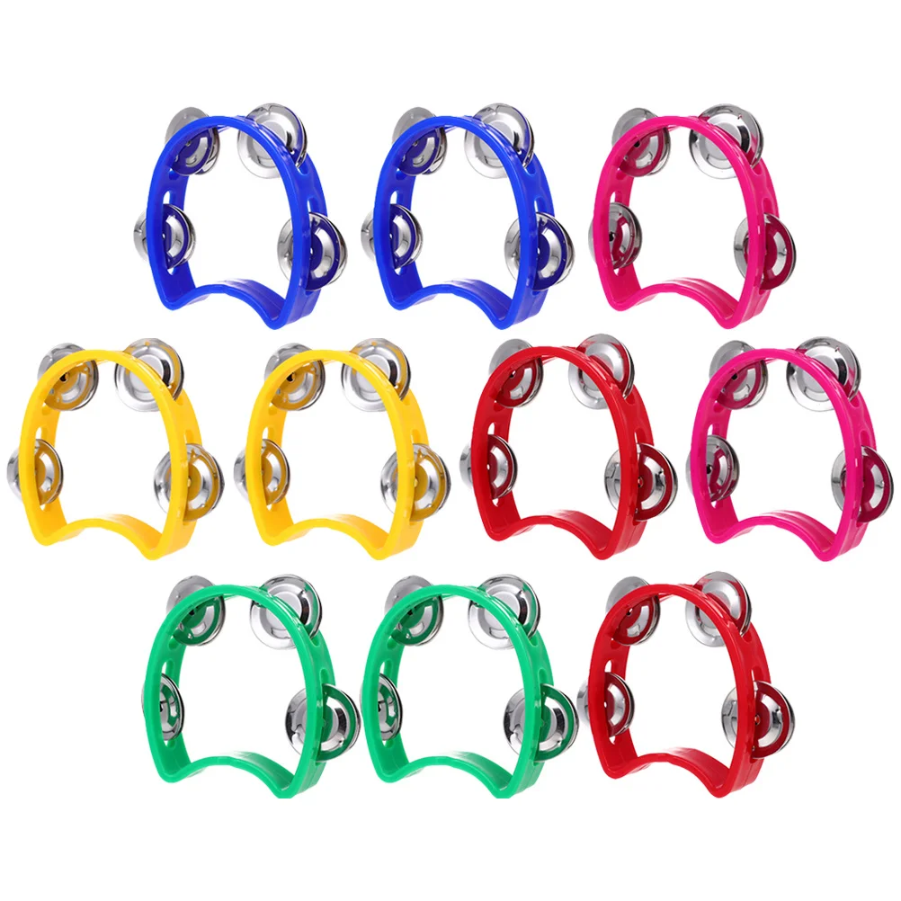 

10pcs Handheld Tambourines Percussion Instruments For Kids Music Enlightenment Party Festival Stage Props Durable Hand Bells