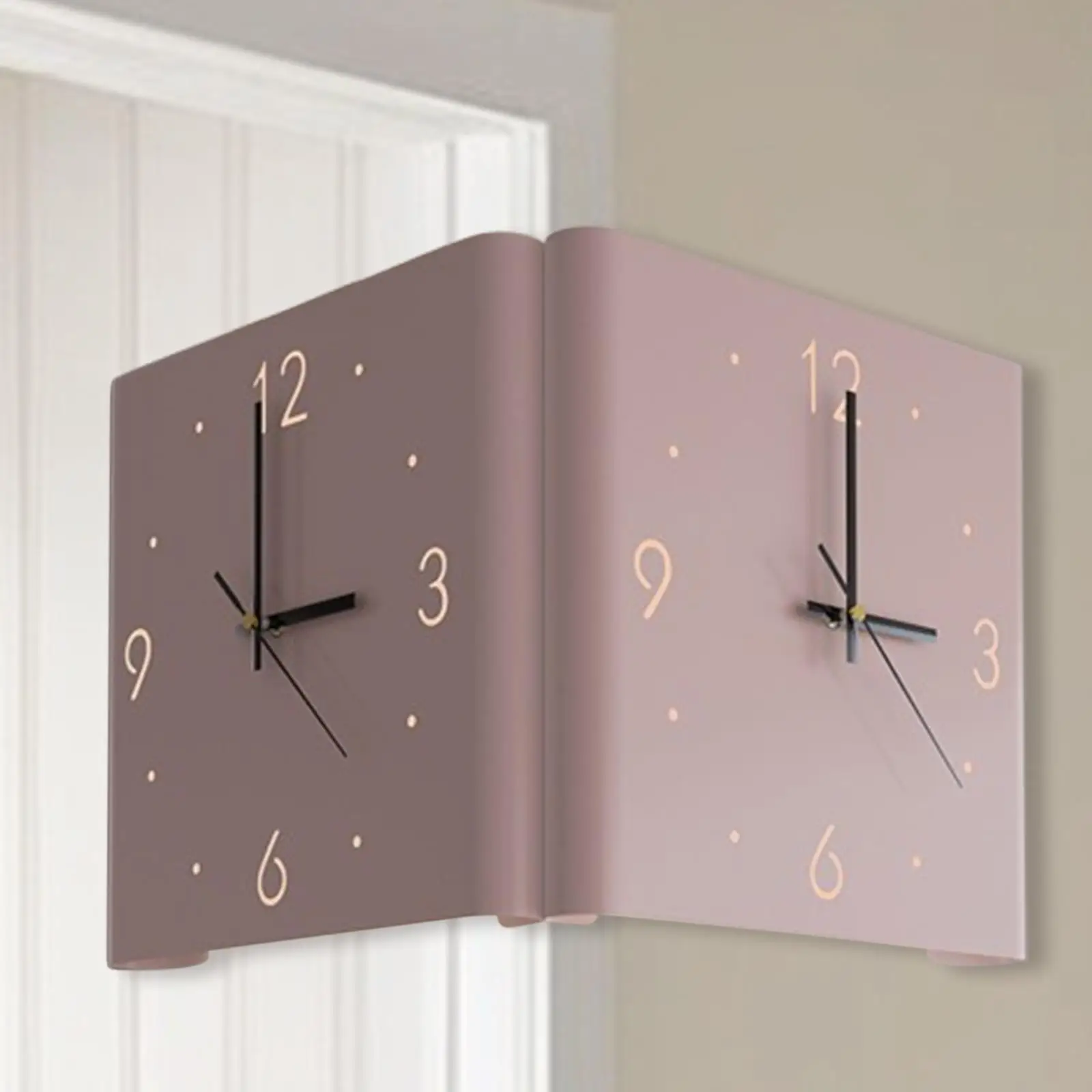 Double Sided Corner Wall Clock Decorative Hanging Clock with Numeral Scale Sensor Luminous for Office Home Living Room Corridor