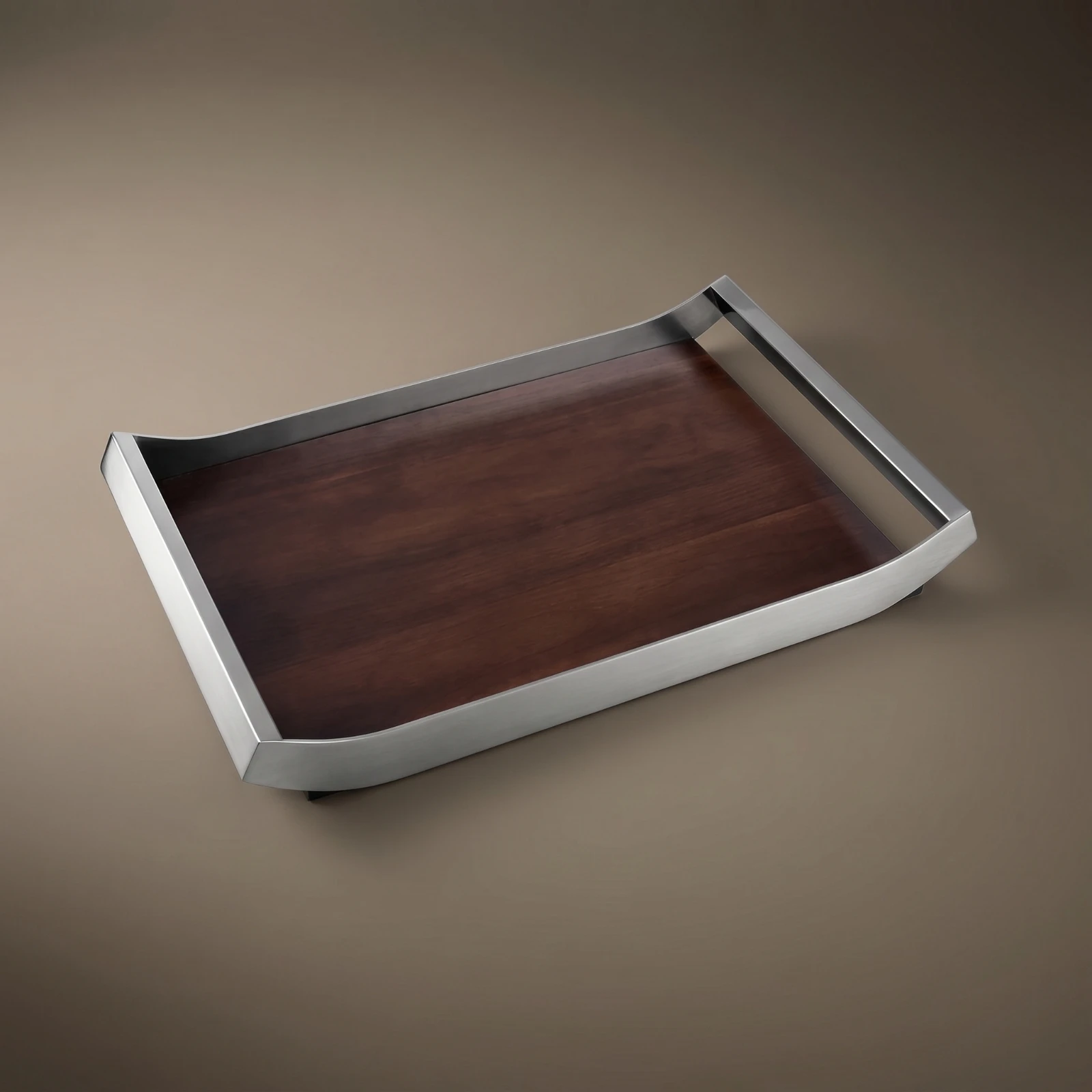Decorative Tray with Handles Square Wood and Metal Tray Smooth Modern for Vanity