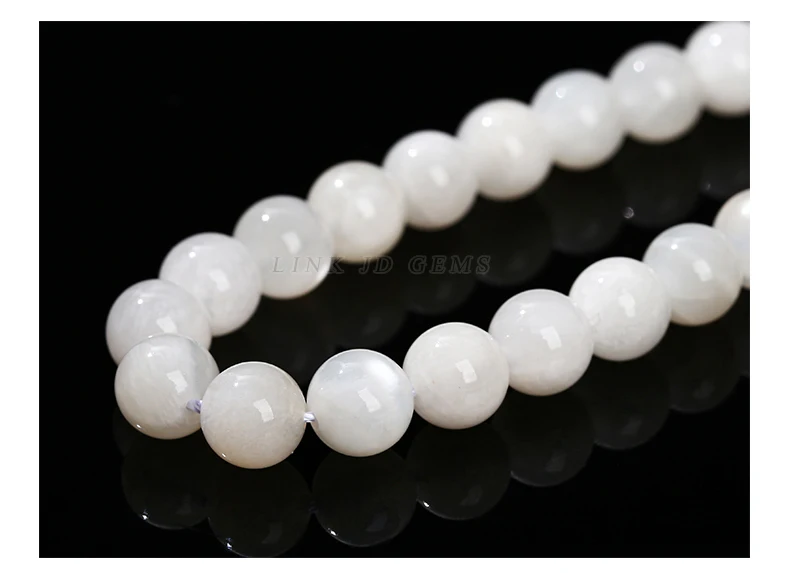 3A Naturstein Weißer Mondstein Perle Runde Lose Distanzperle Glänzende Perle 6 8 10mm Für Schmuckherstellung DIY Halskette Armband Zubehör – Detail 9