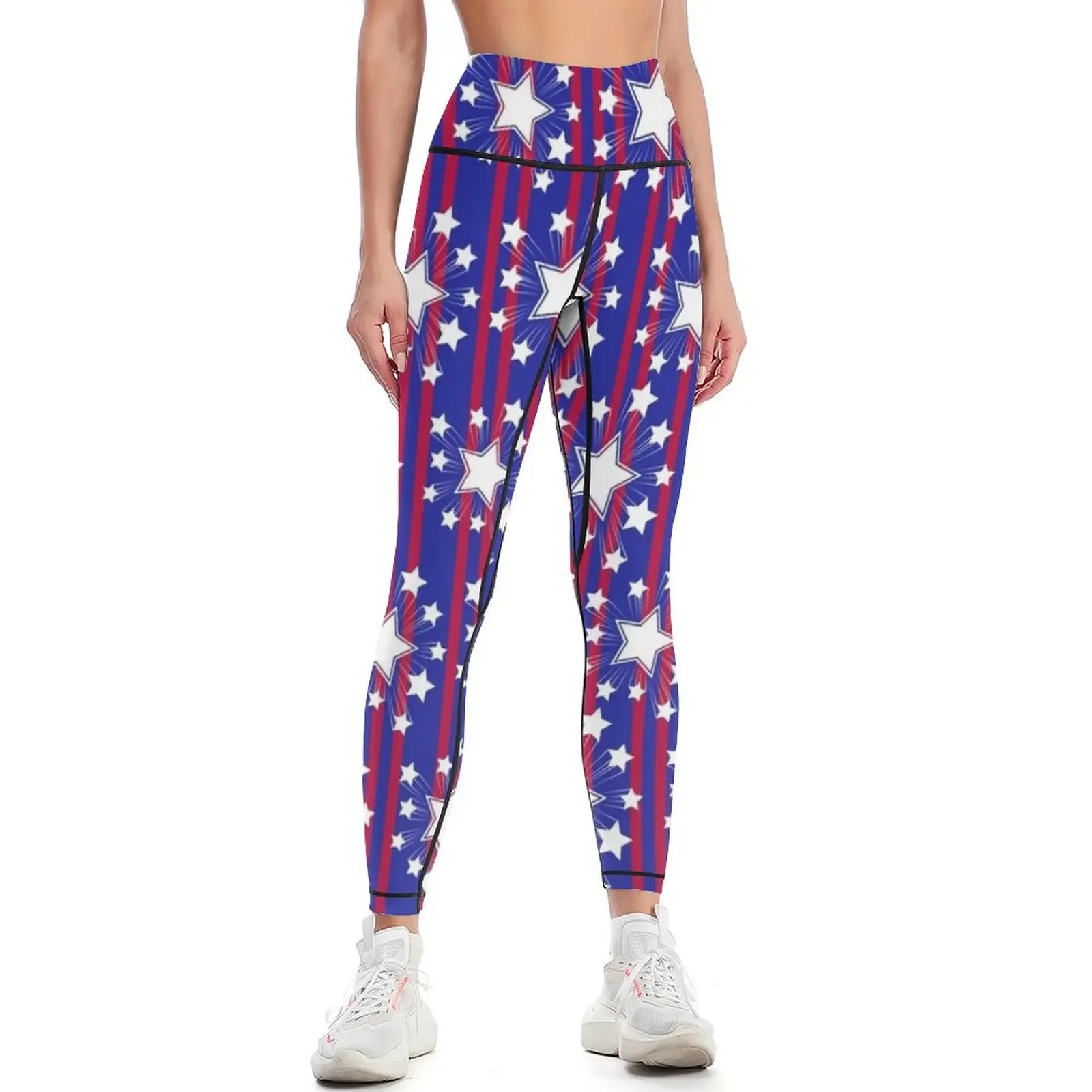 

Patriotic Red White and Blue Stars Leggings Training pants Fitness woman Women sportwear Womens Leggings