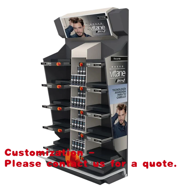 

Индивидуальный заказ. Высококачественная металлическая подставка для косметики с функцией витрины для магазина, настраиваемый размер и простая сборка.