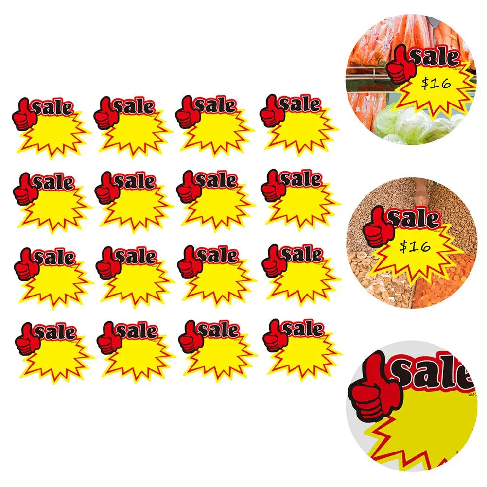 50 Pcs Commodity Price Tag Promotional Tags Signs Advertising Label Sticker Stickers Sale White Card Advertisement