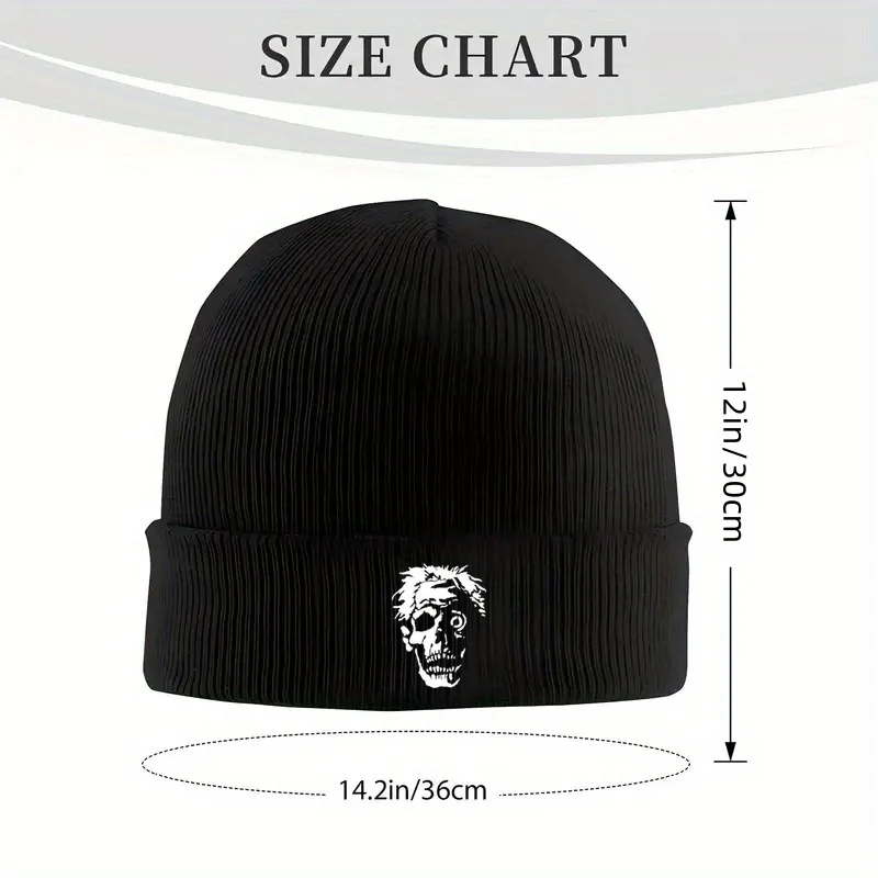 1pc Death Scream Bloody Gore Black Cool Knitted Hat, Windproof Warm Stretchy Ski Beanie, Unisex Style, Printed Brimless Cap