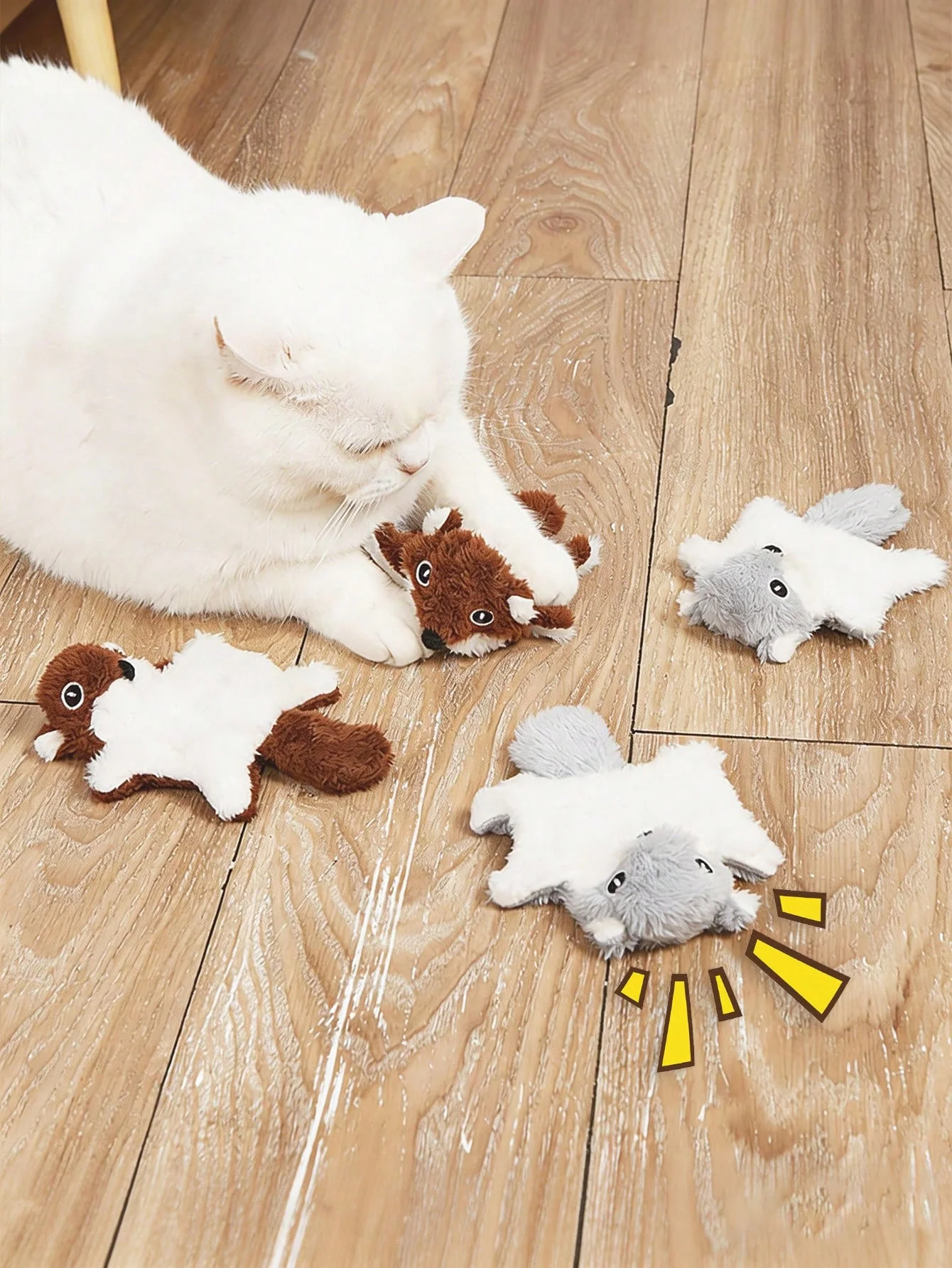 Eichhörnchen-Plüschtier mit Geräusch - Ultra-Weiches Katzen- und Hundespielzeug, Interaktives Kauspielzeug, Langeweile-Bekämpfer, ein Süßes Geschenk für Tierliebhaber – Detail 1