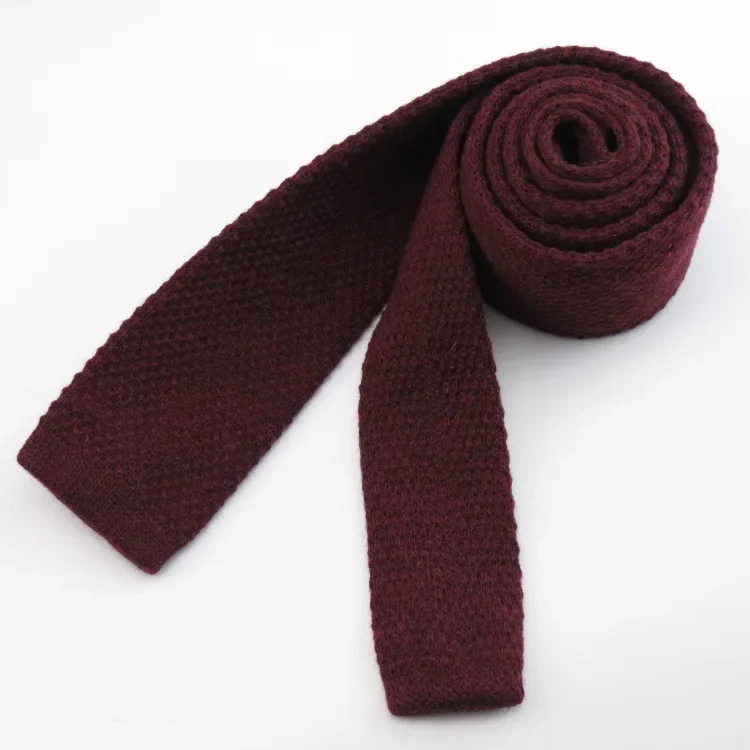 Fashion 100% Cashmere 5.5CM crew cut Knitted Tie Skinny Men Solid Flat Colourful Knit Necktie Normal Slim Woven Cravate Corbatas