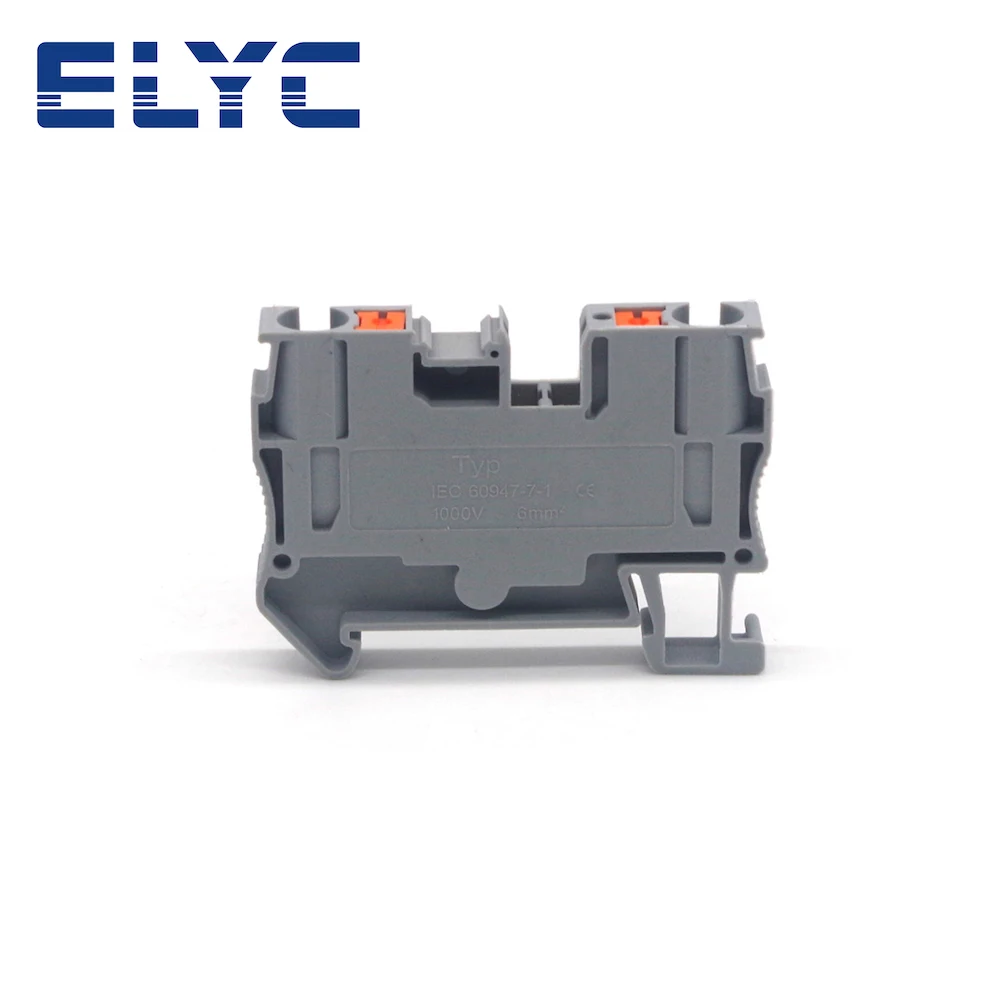 PT6 Push-In Spring Feed-Through Strip Plug PT-6 Wire Electrical Connector Din Rail Screwless Terminal Block PT 6