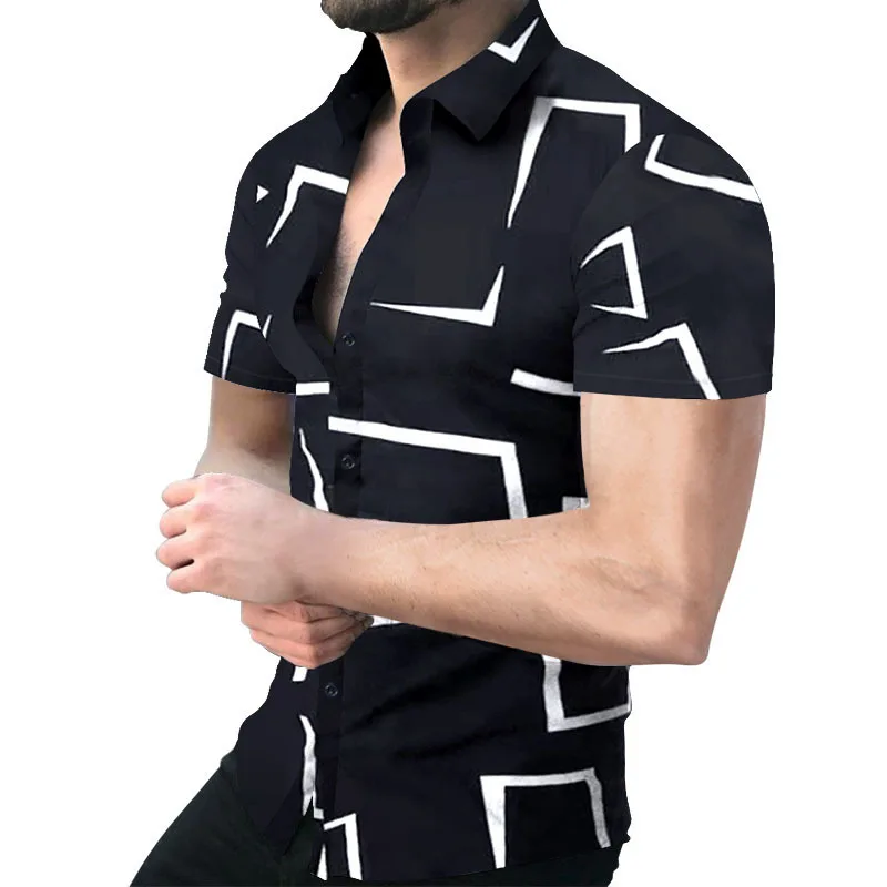 Summer New Men's V-neck Slim Fit Short Sleeved Shirt