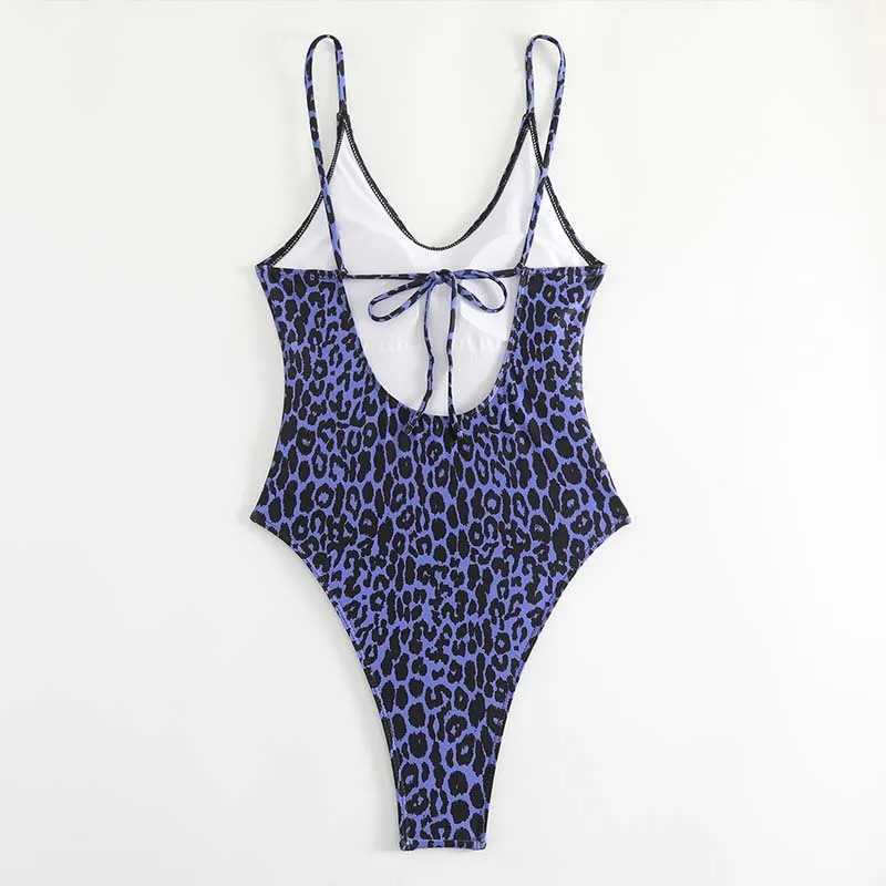 2024 Sexy Women\'s Leopard One Piece Swimsuit Backless Swimwear Women Bathing Swimming Suit Female Beachwear Outdoor Bodysuit