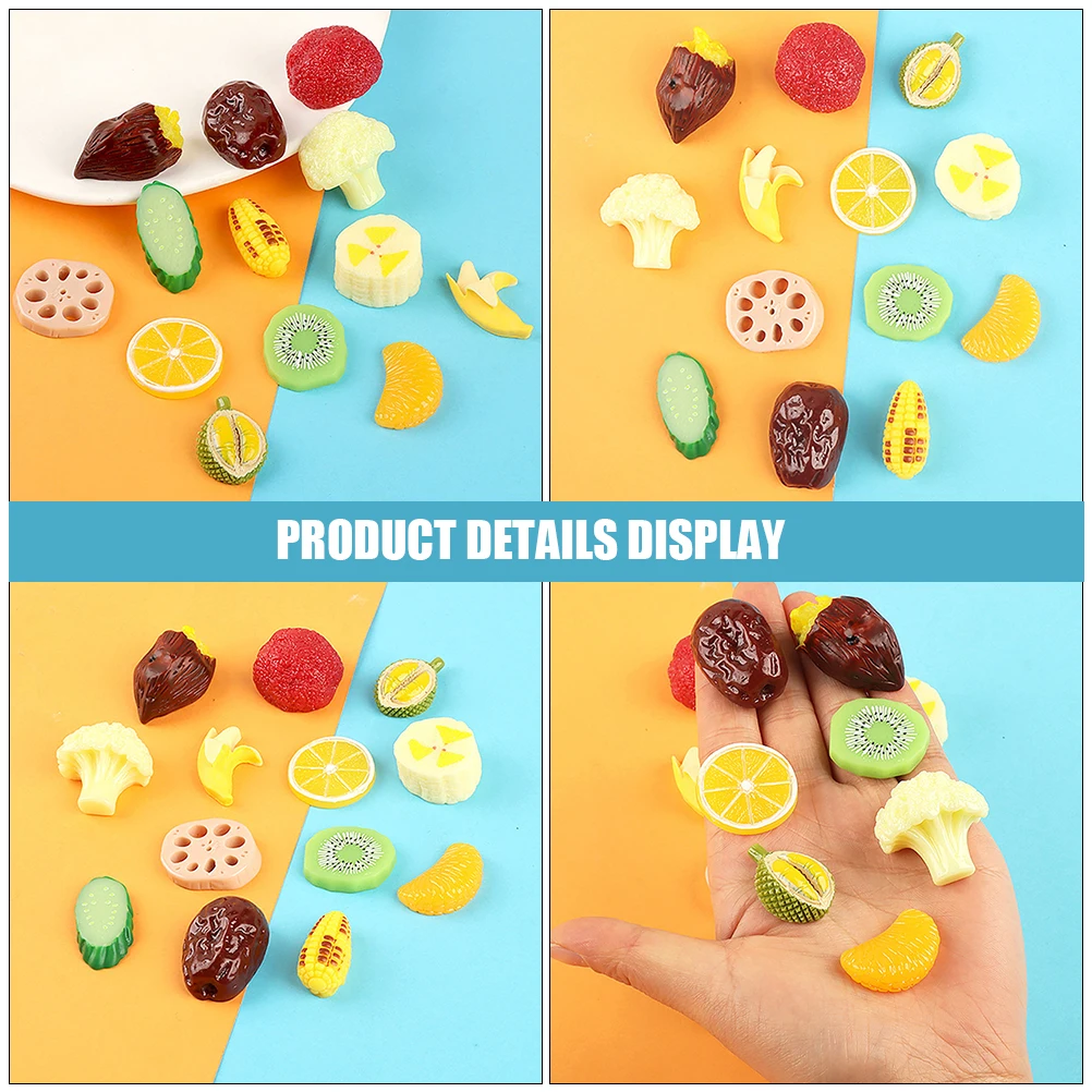 

16 Pcs Resin Fruit and Vegetable Ornaments Vegetables Model Artificial Miniature Small Statues Fruits Realistic Looking Models