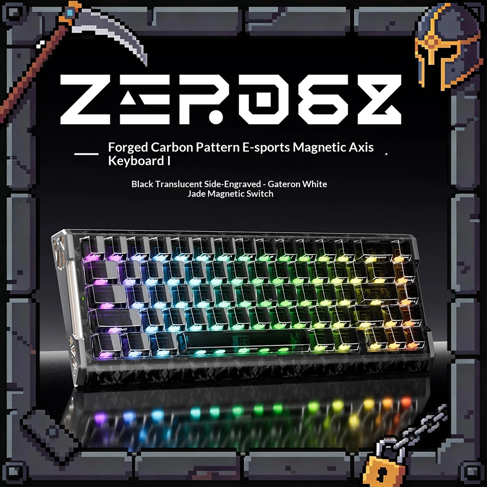 Technology ZERO68 Wireless Keyboard Three Mode Connection E-sports Keyboard 8000Hz Polling Rate Hall Sensor Pc Accessories Gifts