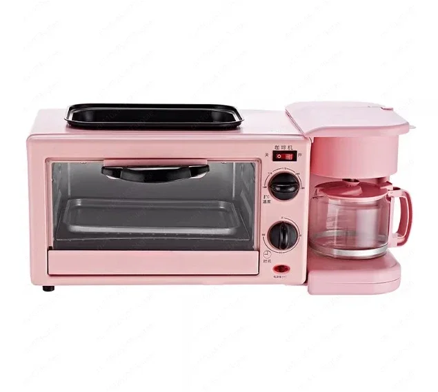3-in-1 Countertop Oven & Coffee Maker Combo, with Toasting and Grilling Pan for Fast & Easy Morning Meals