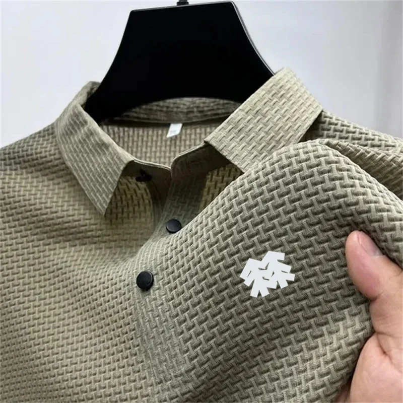 Men's new short-sleeved fashionable breathable quick-drying v-neck business polo shirt for summer casual and sports wear T-shirt