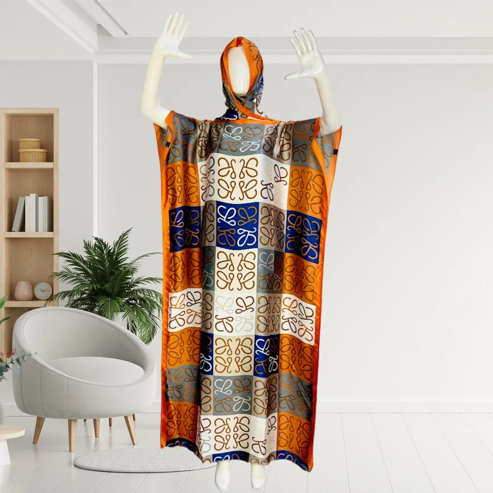 

Элегантный искусственный шелк, маленький квадратный искусственный шарф в этническом стиле, шелковая женская шаль, мусульманская свободная повседневная одежда, африканская праздничная одежда