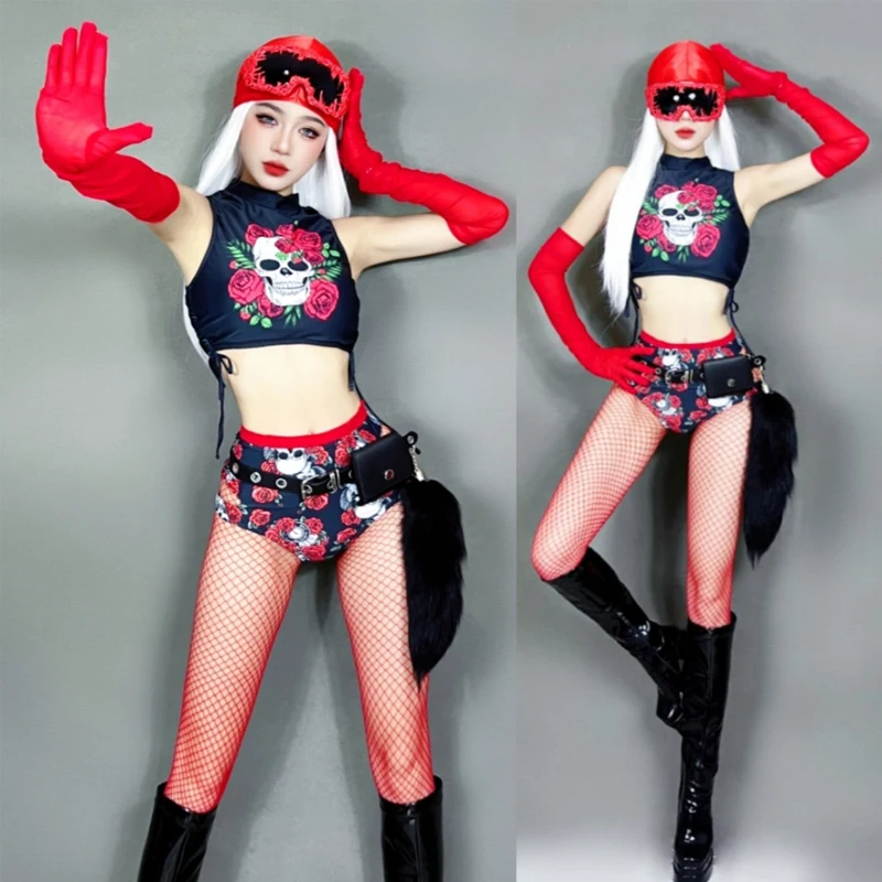 

Сексуальный костюм для танца на пилоне на Хэллоуин, женский костюм для рейва, бар, ночной клуб, DJ DS, джазовая одежда, одежда для выступлений на сцене, XS9910